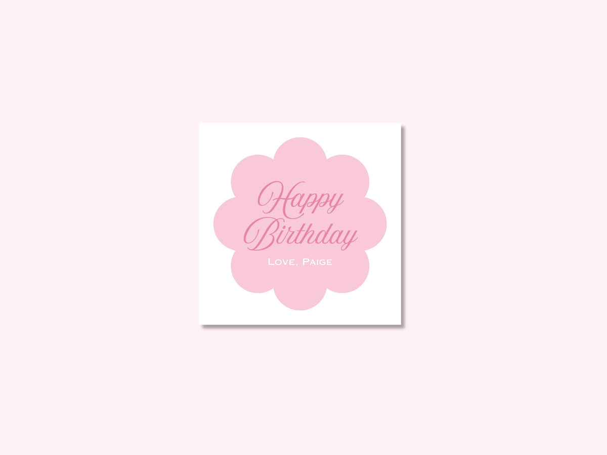 Personalized pink scalloped birthday enclosure cards