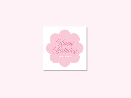 Personalized pink scalloped birthday enclosure cards