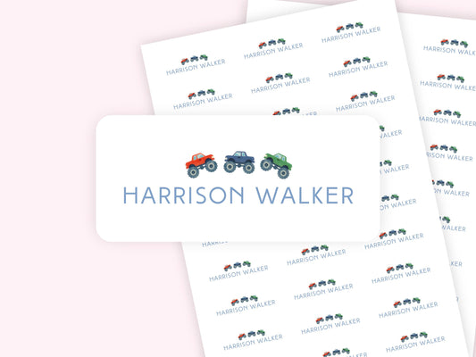 Personalized name label stickers - Trucks