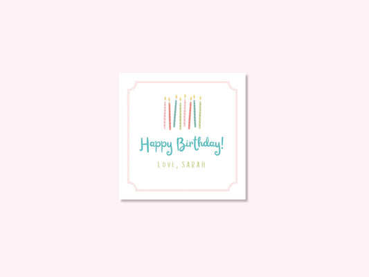 Personalized birthday enclosure cards with candle design