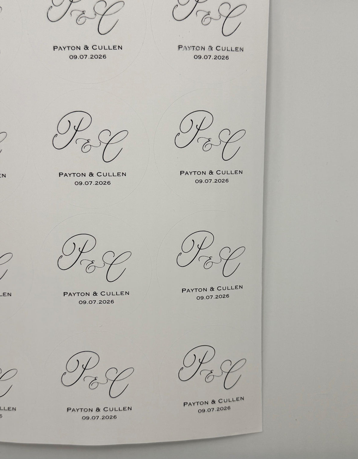 Personalized wedding favor stickers with custom monogram