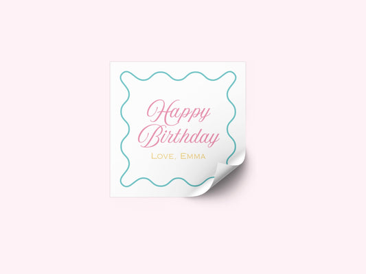 Personalized Happy Birthday Stickers, custom party favor labels
