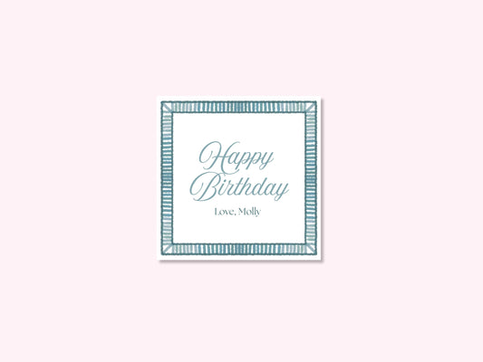 Personalized teal blue script birthday enclosure cards