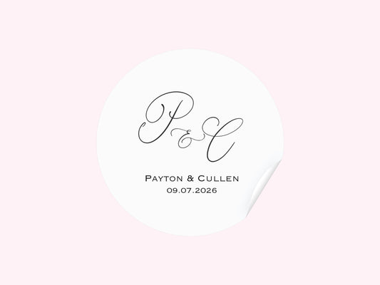 Personalized wedding favor stickers with custom monogram