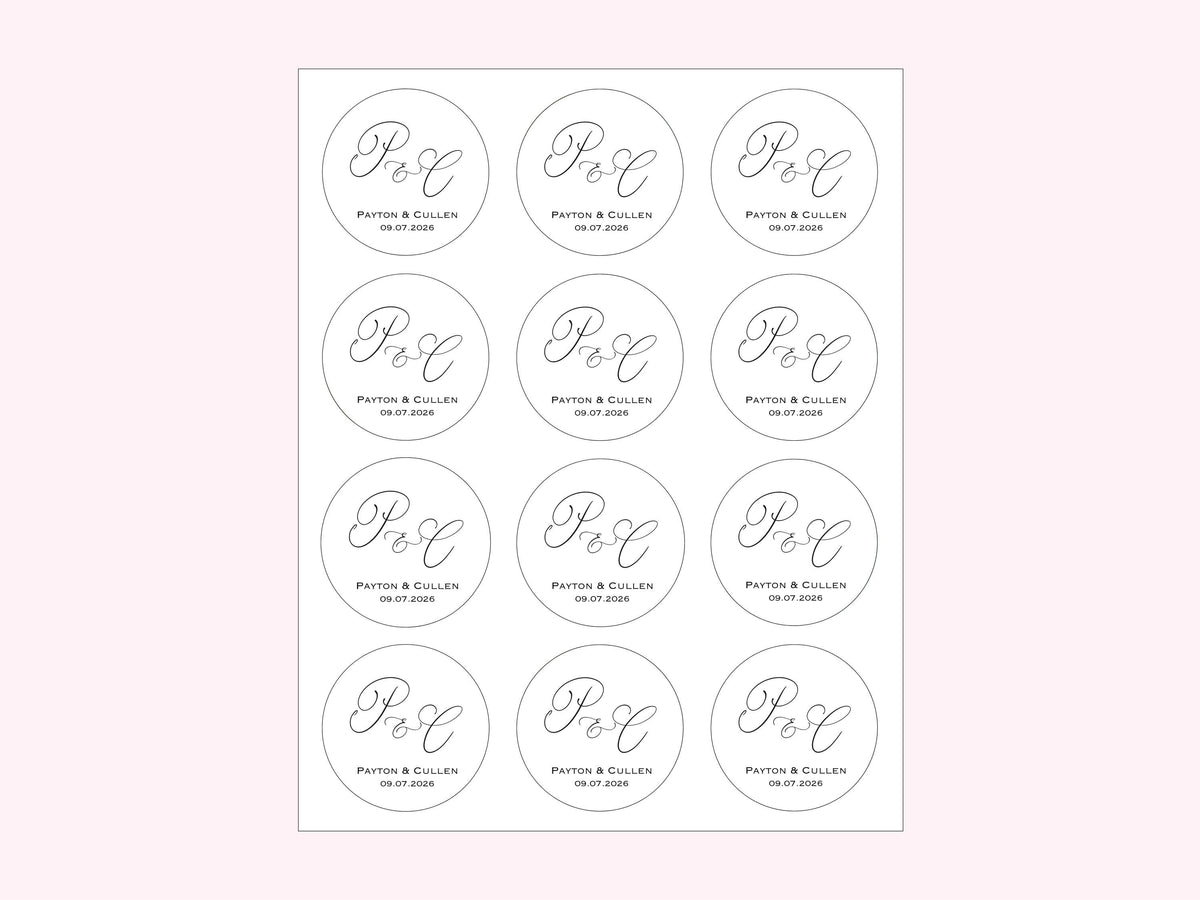 Personalized Wedding Stickers with custom initials
