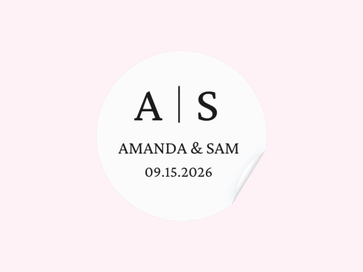 Personalized Wedding Stickers with custom initials