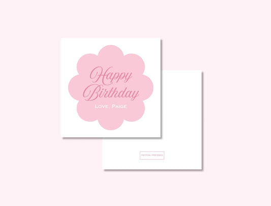 Personalized pink scalloped birthday enclosure cards