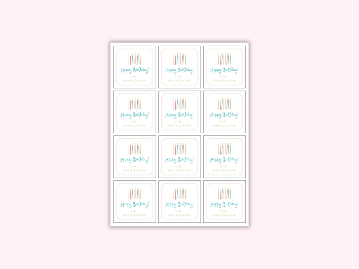 Personalized Birthday Stickers, custom party favor labels