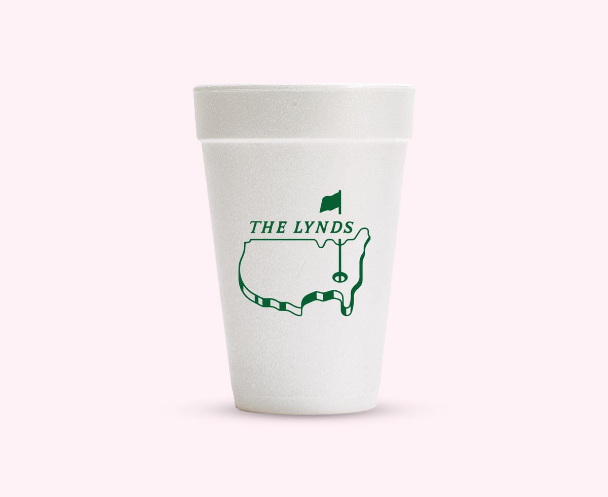 Personalized Custom Golf Masters Theme Foam Party 16 Ounce Cups