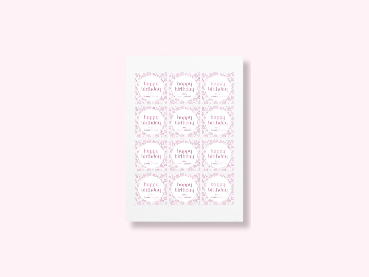 Personalized birthday stickers, custom party favor labels