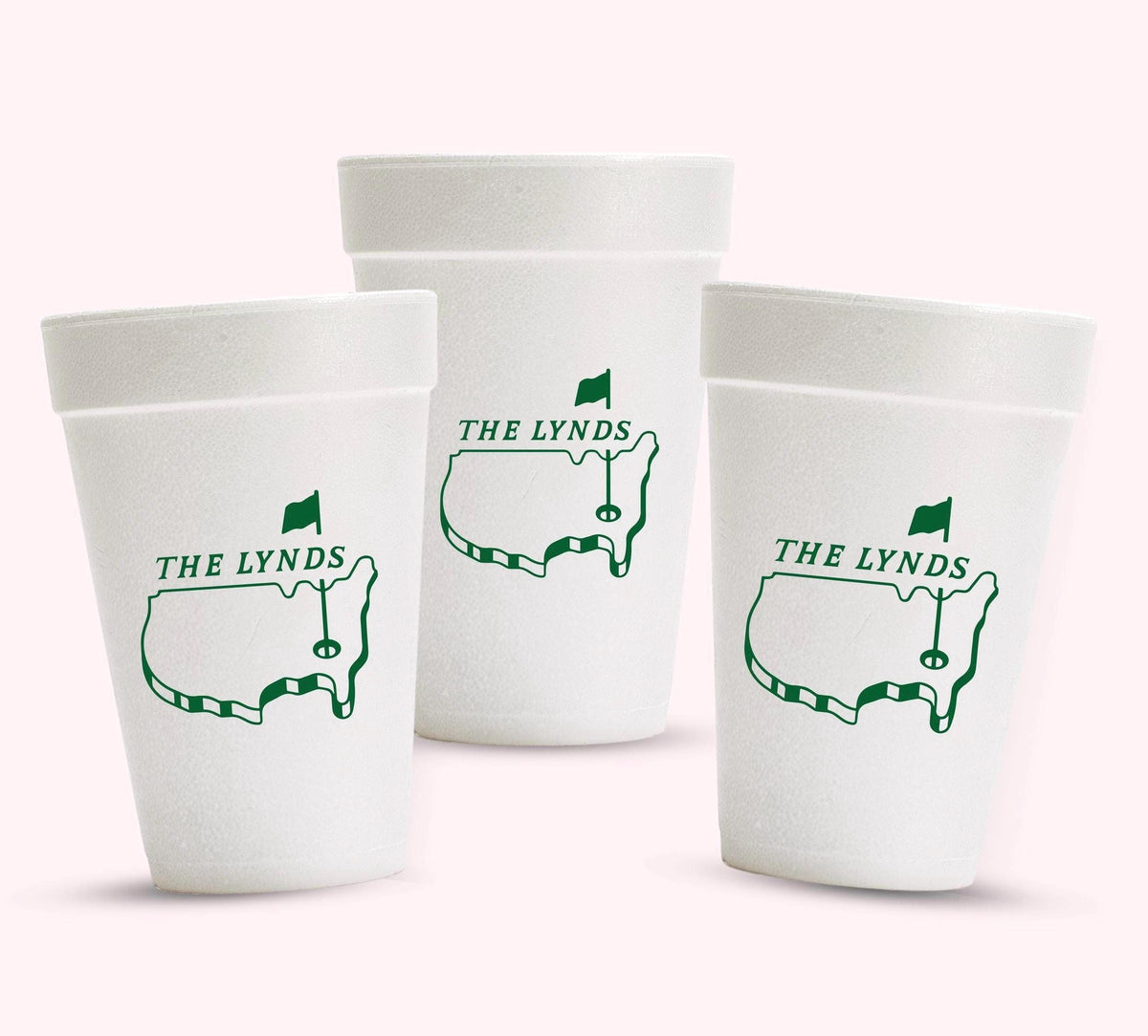 Personalized Custom Golf Masters Theme Foam Party 16 Ounce Cups