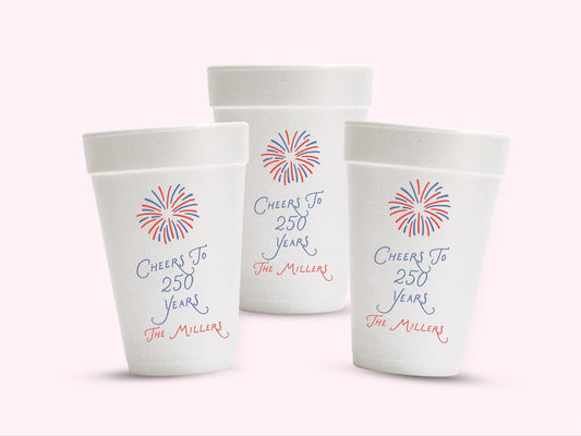 4th of July personalized styrofoam party cups