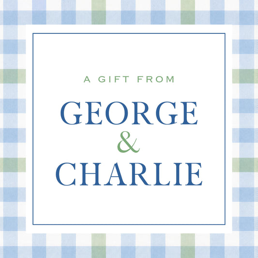 Custom name gift tag stickers in blue and green gingham