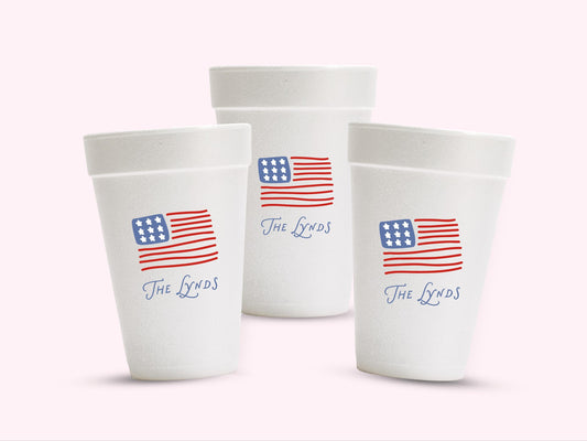 4th of July personalized styrofoam party cups