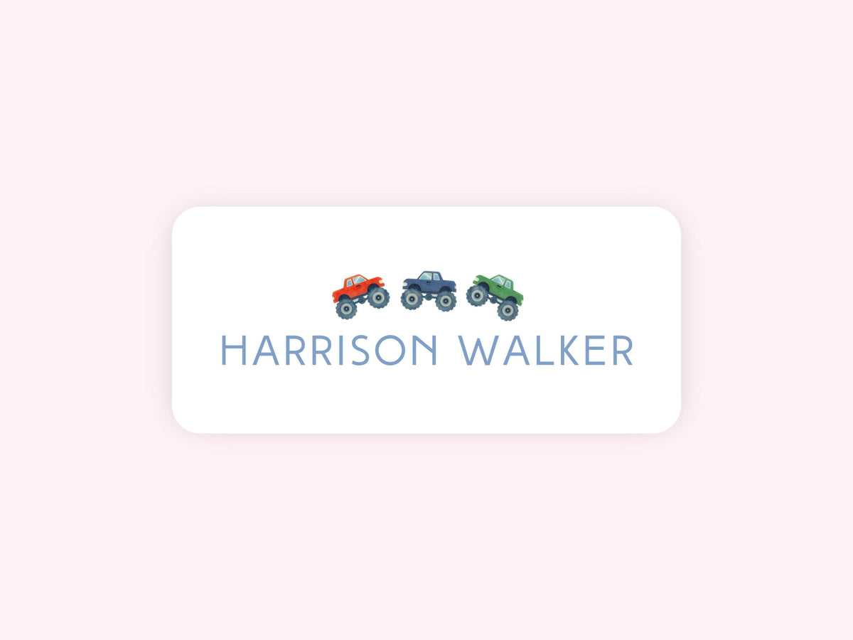 Personalized name label stickers - Trucks