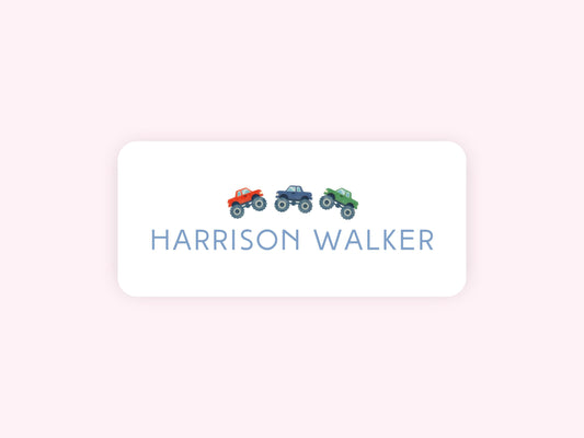 Personalized name label stickers - Trucks
