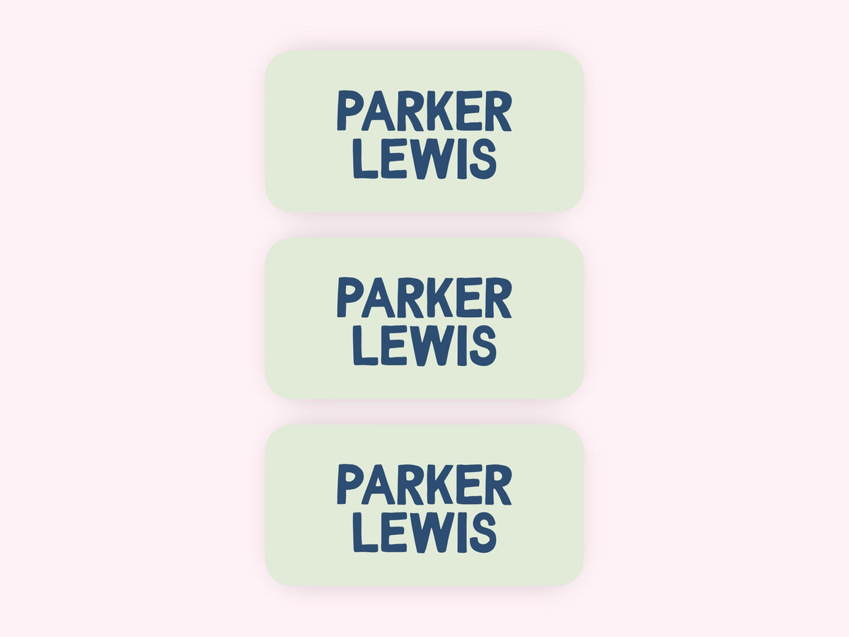 Boy Blue Green Personalized Iron-On Clothing Fabric Name Labels