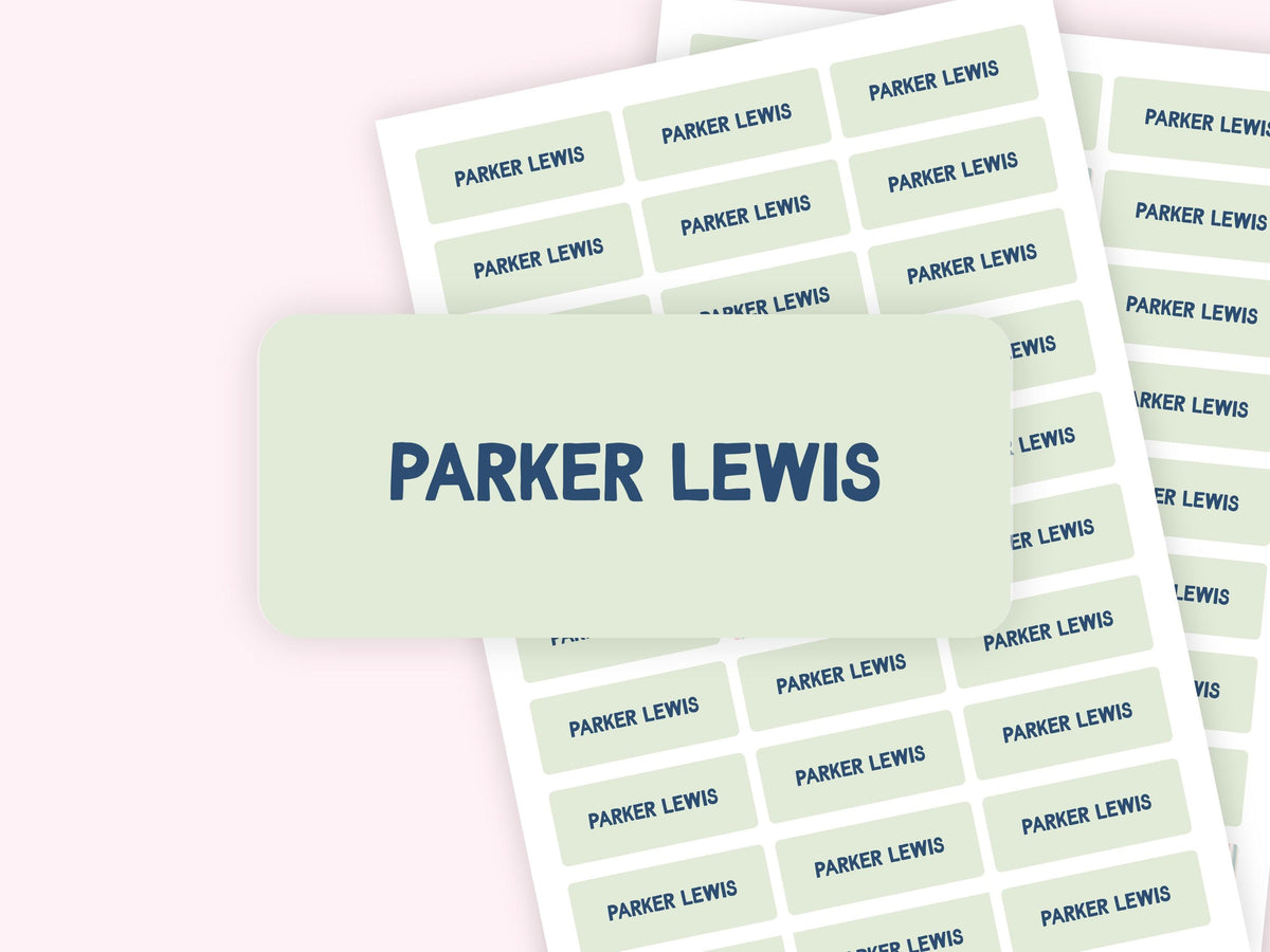 Personalized name label stickers - Green and Navy Blue