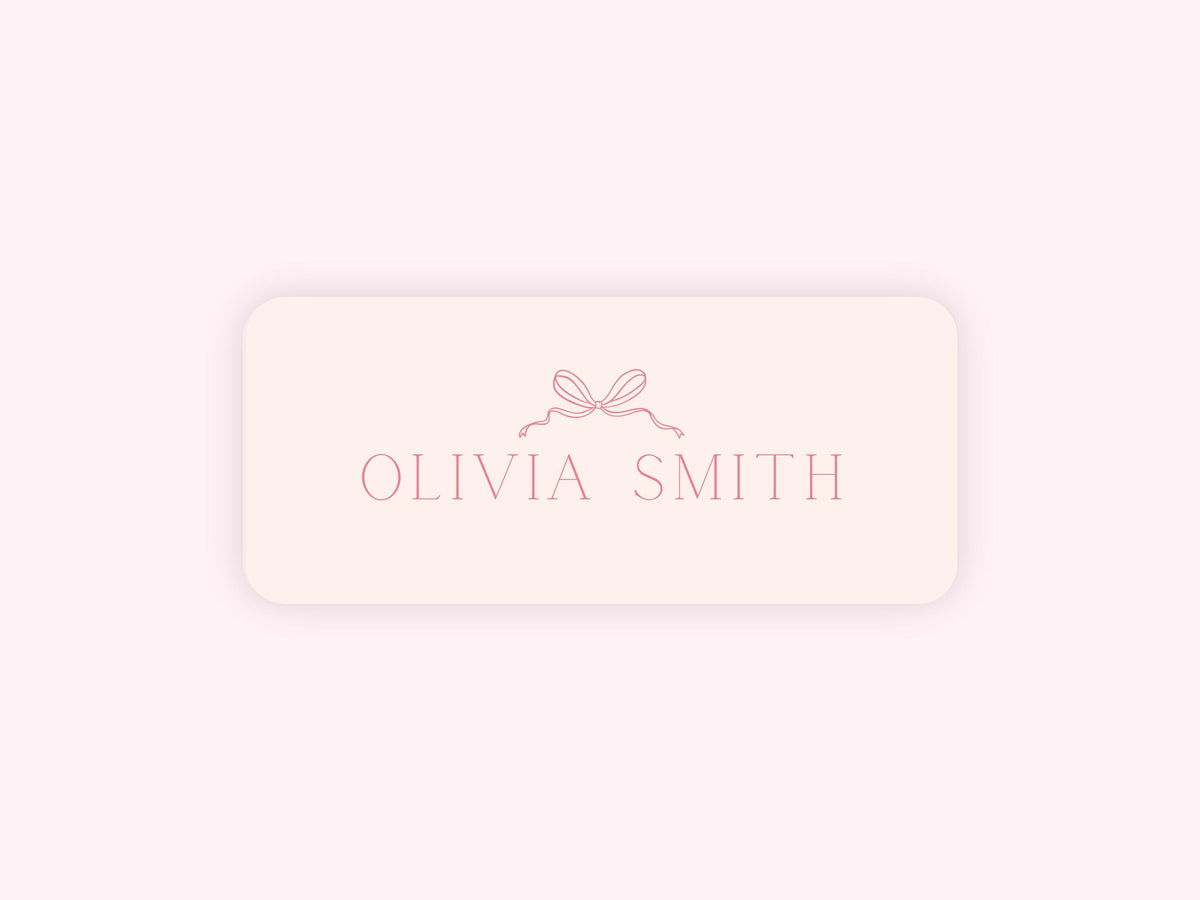 Personalized name label stickers - Pink Bow