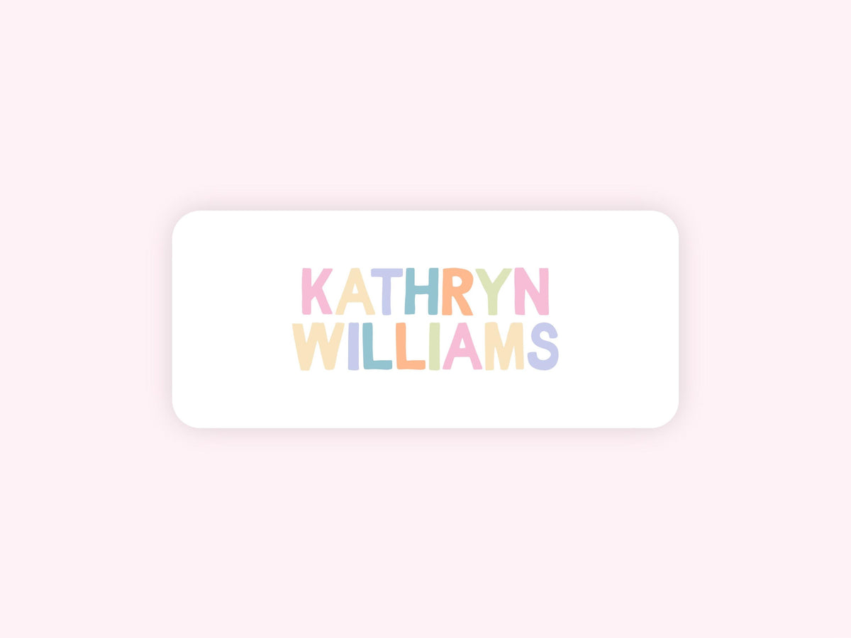 Personalized name label stickers - Rainbow Letters