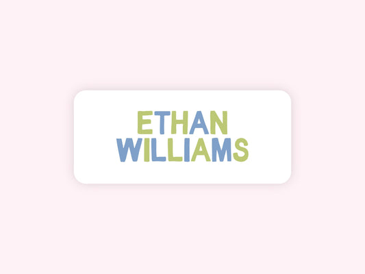 Personalized Name Labels Stickers - Boys Blue and Green Letters